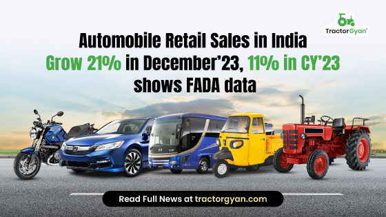 Automobile Retail Sales in India Grow 21% in December’23, 11% in CY’23 shows FADA data