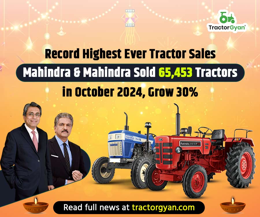 Mahindra & Mahindra Sold 65,453 Tractors in October 2024, Grow 30% image