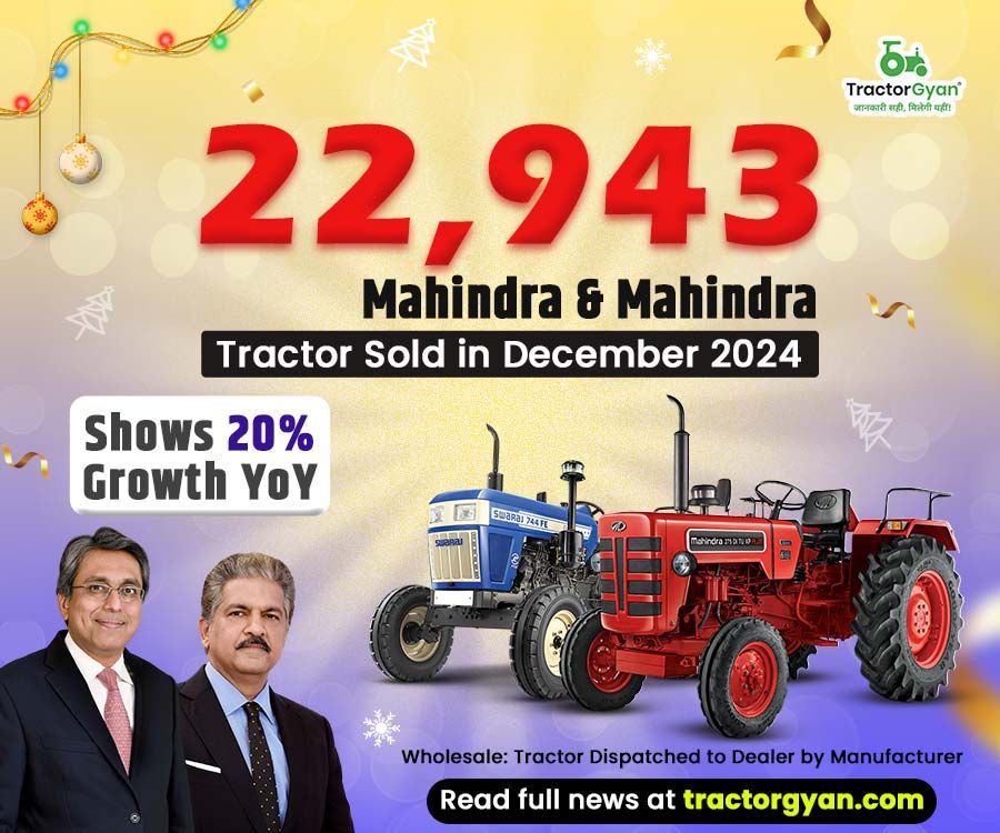22,943 Mahindra & Mahindra Tractor Sold in December 2024, Shows 20% Growth YoY